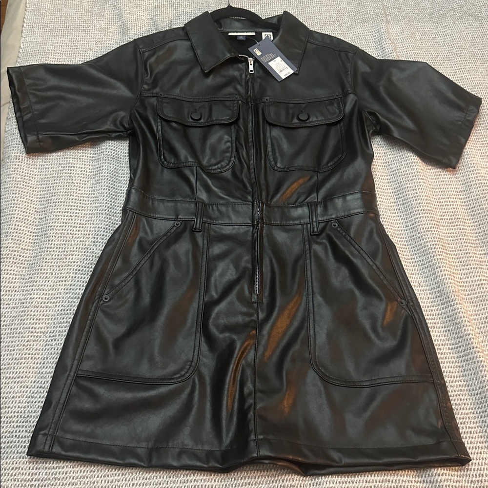 Black Faux Leather Dress